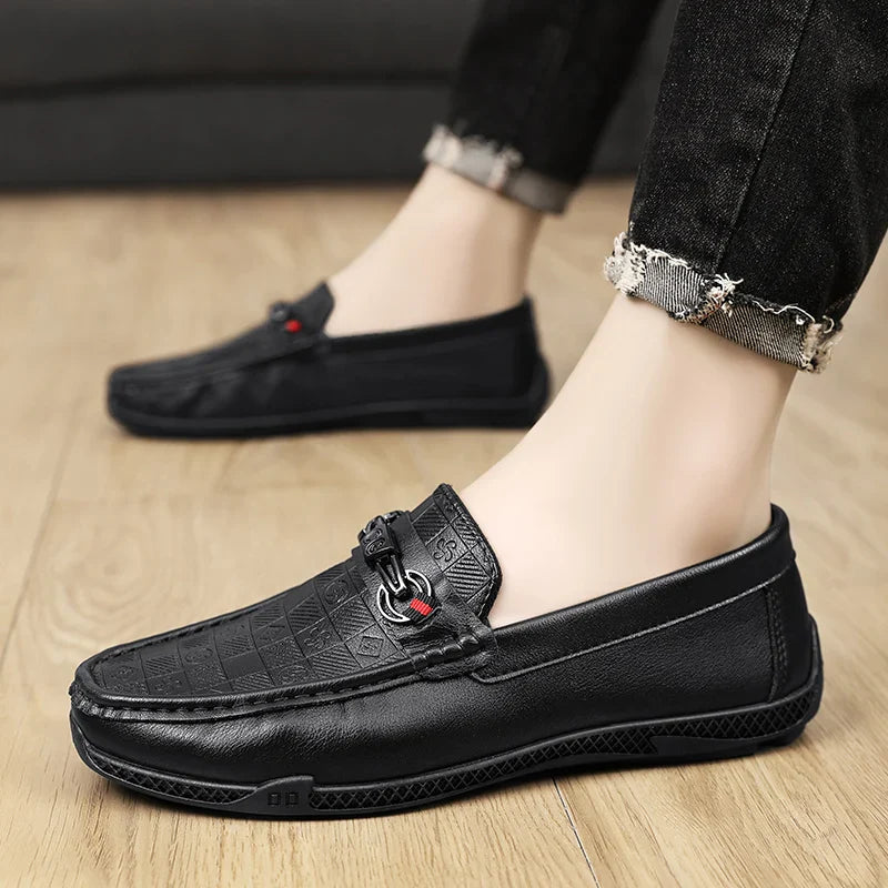 Men leather slip-on casual loafers formal moccasins soft Italian driving shoes