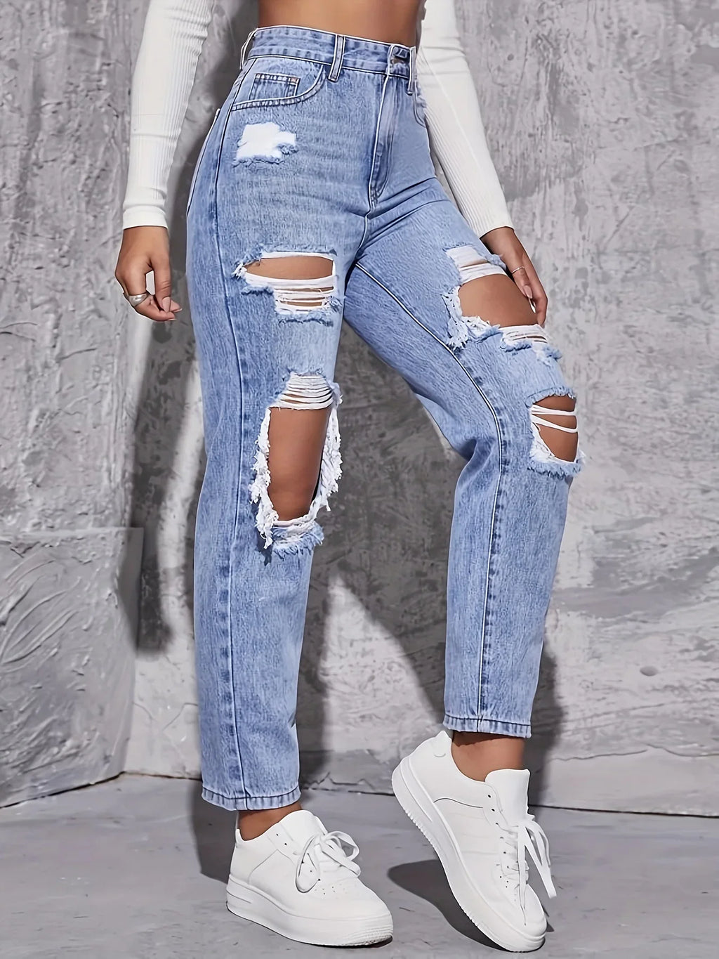 Women High Waist Straight-crotch Loose Slim Pants