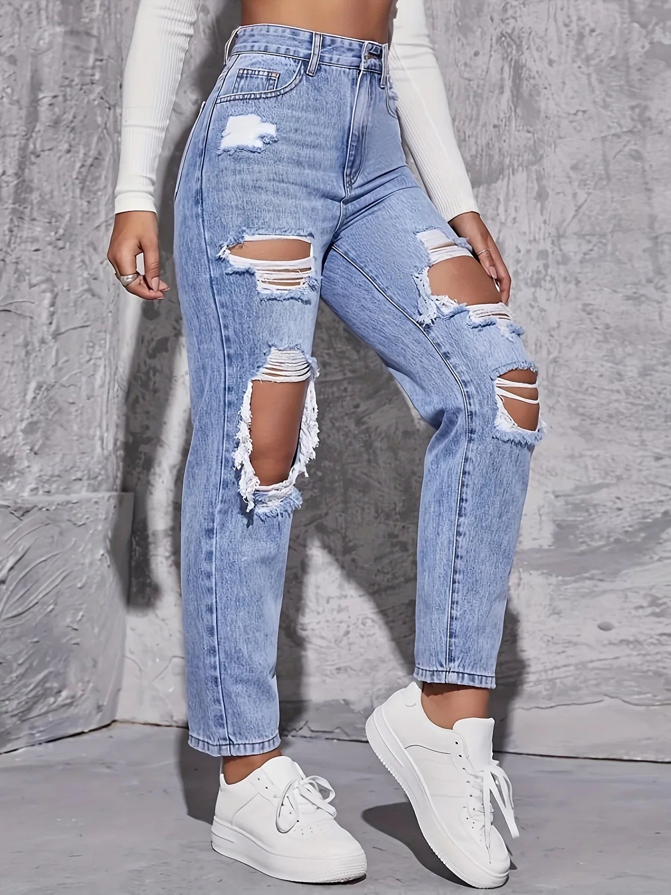 Women High Waist Straight-crotch Loose Slim Pants