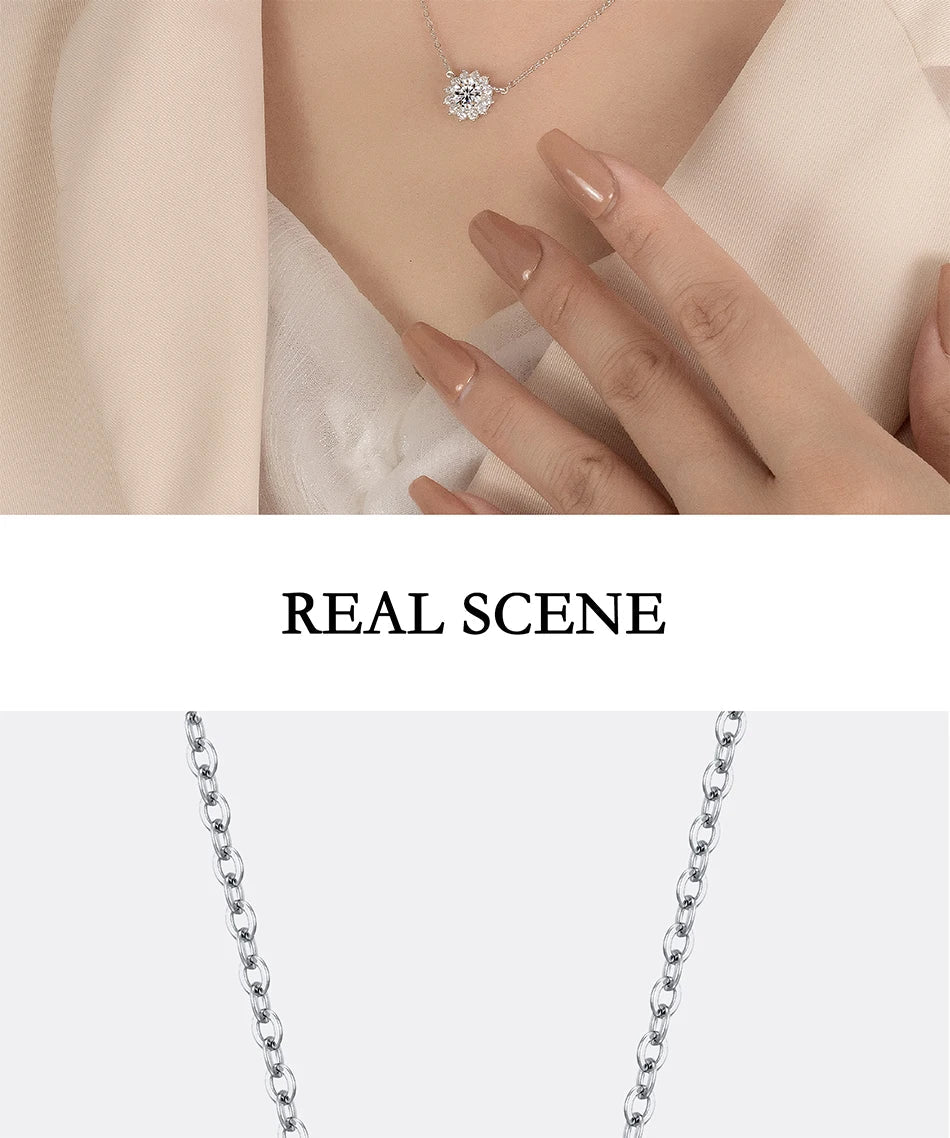 1-3CT Moissanite Necklace For Women S925 Pure Silver Sparkling Sunflower Pendant Party Fashion High-end Jewelry