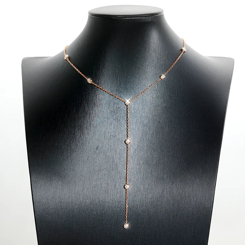 3MM Bubble Classic Moissanite Necklace Pendant for Women 18k Plated Female Necklace Pure S925 Silver Jewelry Wholesale
