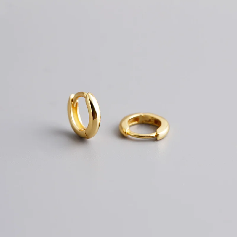 925 Sterling Silver Simple Matte Bohemian Round Ear Buckle for Women Punk Unisex Rock Hoop Earring Jewelry Accessories