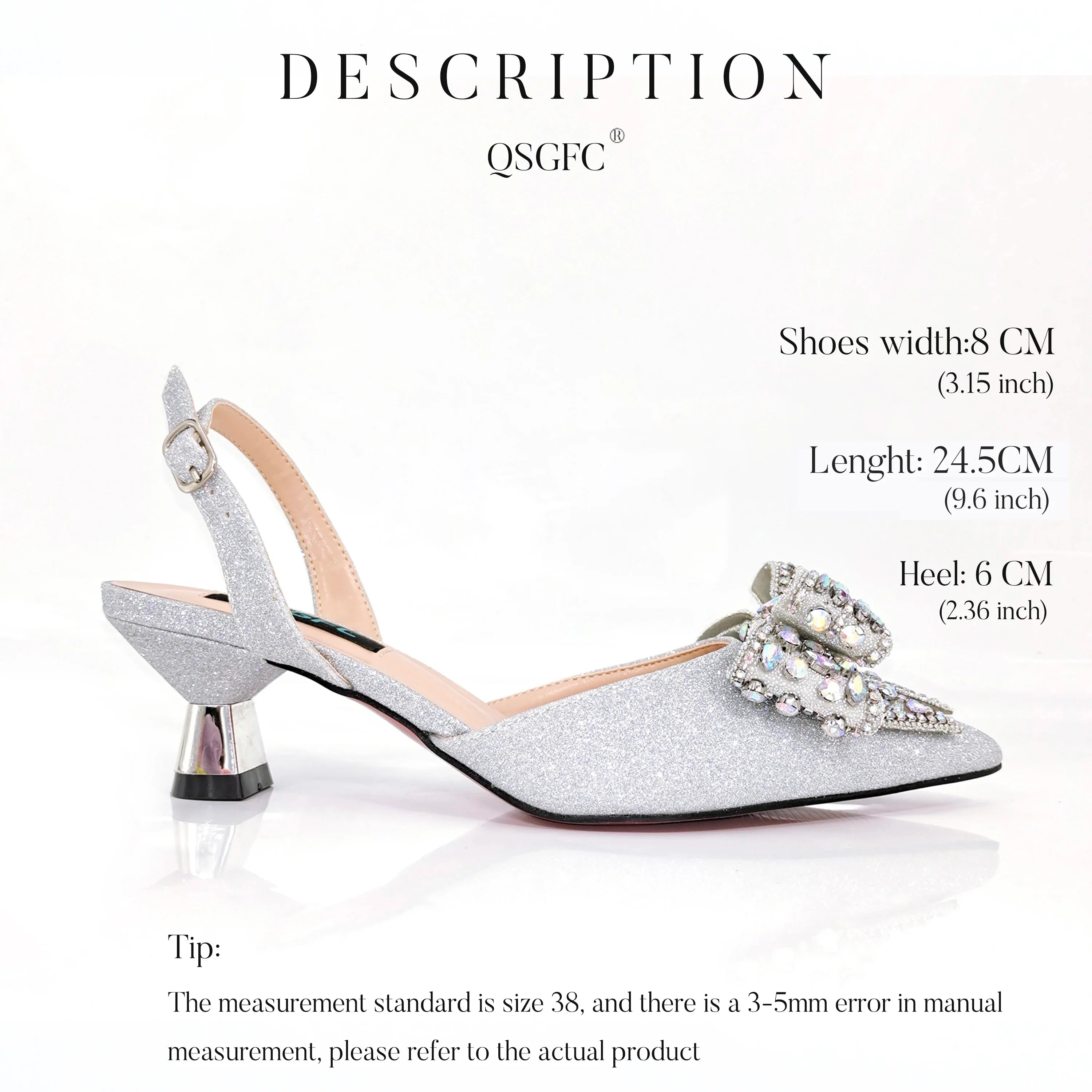 Frosted Crystal Shiny Rhinestone Pointed Shoes And Bag Set