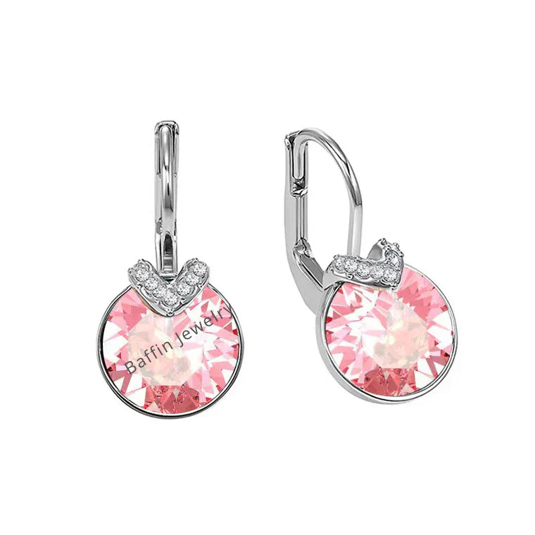 Mini Bella V Drop Earring for Women Friends Birthday Crystals from Austria Round Cut Dangle Silver Gold Color Pierced Jewelry