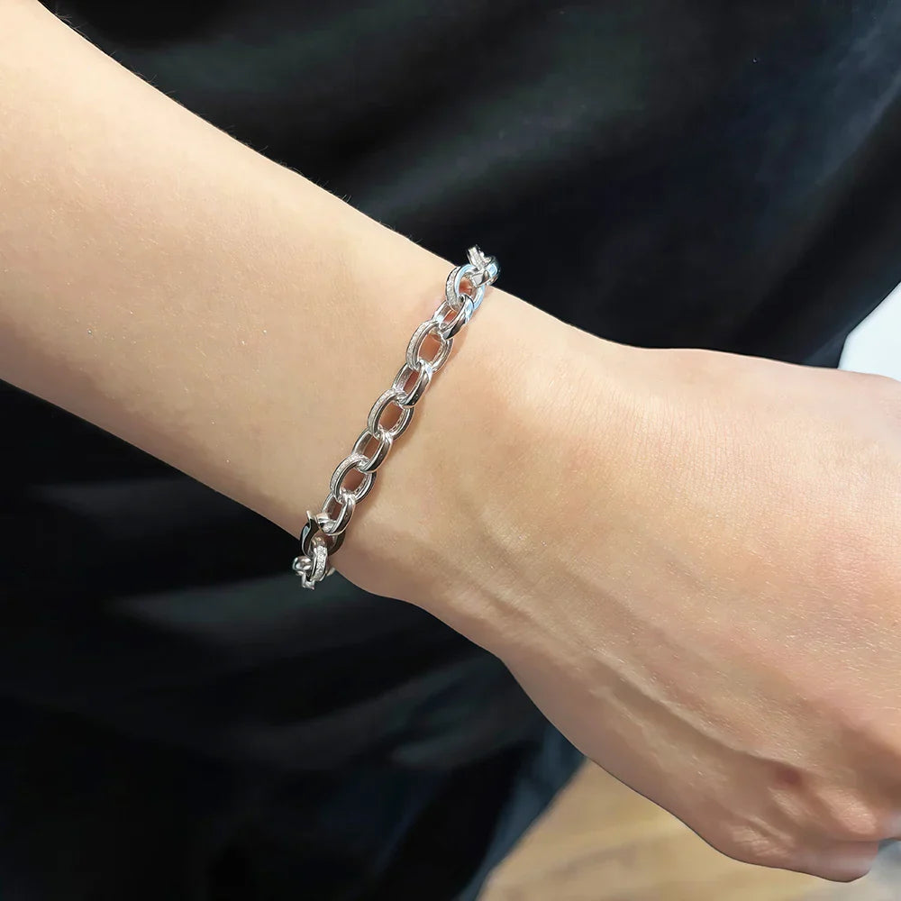 1.2mm Moissanite Tennis Bracelet with  925 Sterling Silver Cuban Link Chain Birthday Party Gifts Jewelry for Women Men