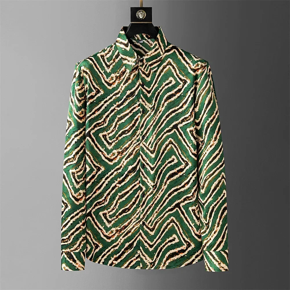 Crown Print Shirt Men's Long Sleeve Casual Shirt High Quality Fashion Popular Premium Plus Size Men's Clothing Disfraz De Hombre
