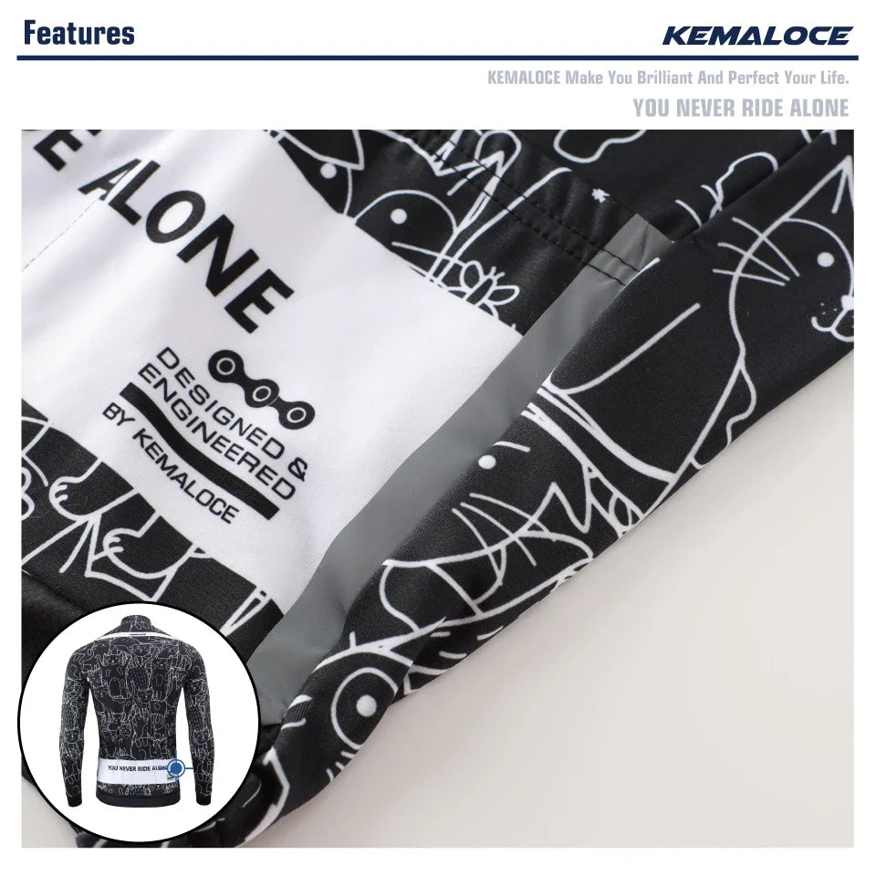 Winter Cycling Jackets Men Fleece Long Sleeves High End Bike Jackets Black&White Thermal Fabric MTB Bicycle Clothing