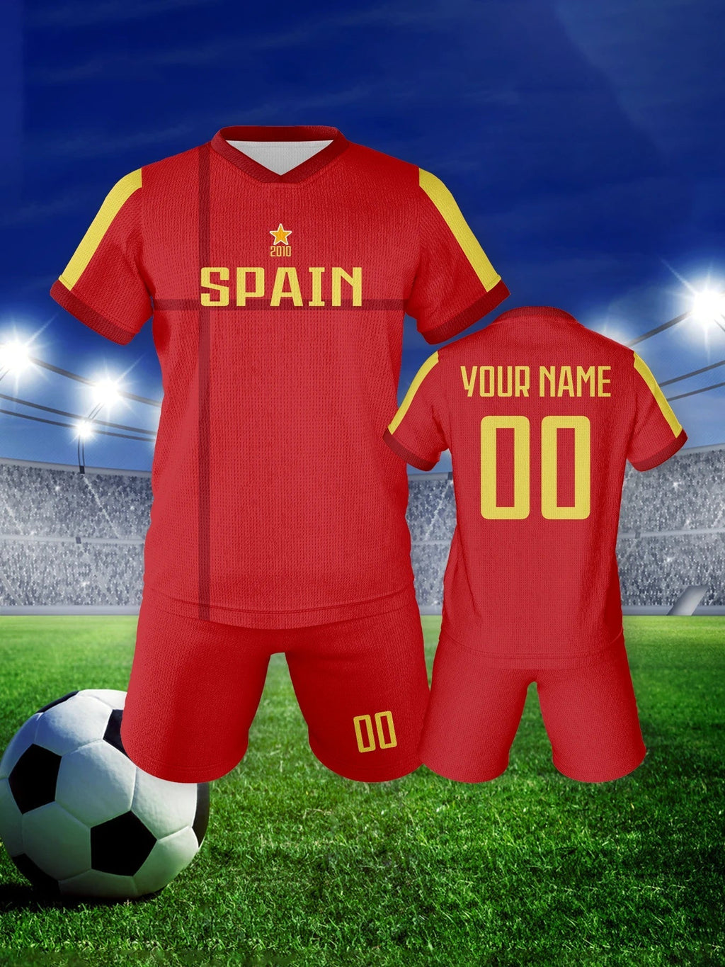 Spain Custom Soccer Jersey Sets Football Kit Kids Training Outfit Club Personalized Name Number Soccer Uniform for Boys ＆ Girls