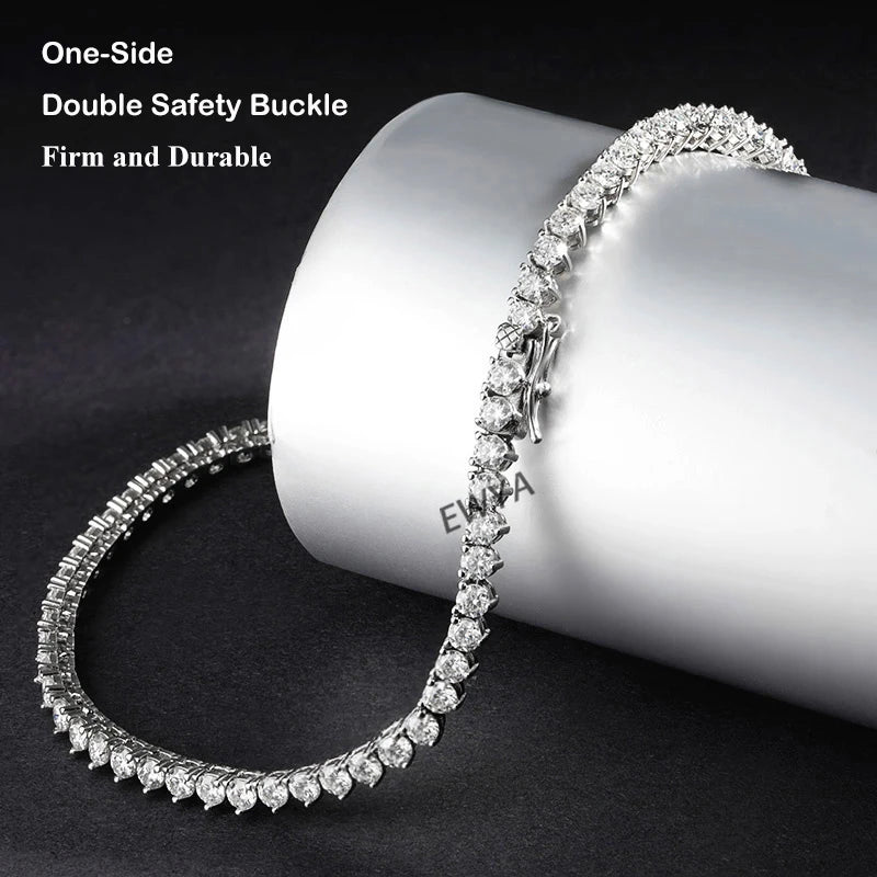 3 Claw 0.4CT 4.5mm Gradient Full D Color Moissanite Diamond Tennis Necklace for Women 925 Silver GRA Certified Neck Chain