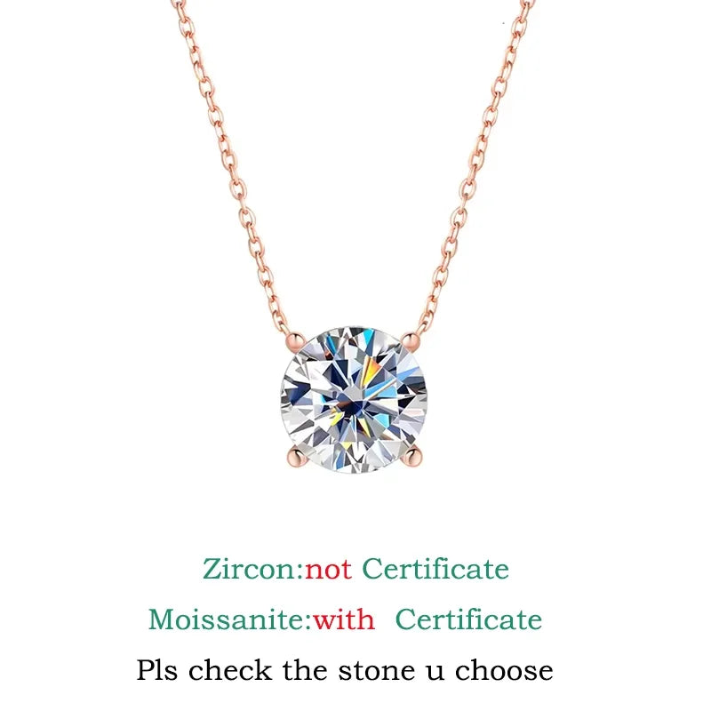 1-6CT Brilliant cut Moissanite Necklace for Women Solitaire Pendant Luxury Female Neck Chain 925 Sterling Silver 100%