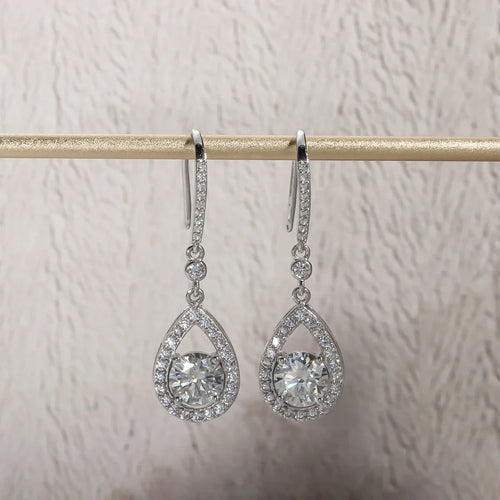 1ct D Color Moissanite Drop Teardrop Shape Earrings 925 Sterling Silve Hook Earrings for Woman Jewelry Gifts Wholesale
