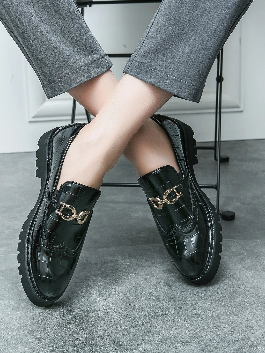 Trendy Brand Green Brogue Shoes Men's Leather Business Shoes Groom's Wedding Men's Loafers British Style Dress Shoes Men