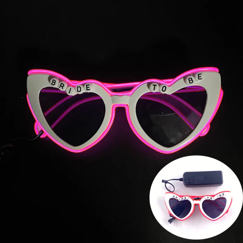 LED Just Married Glasses Wedding Bride To Be Surprise Gift Couple Glasses Souvenirs Glowing Heart Glasses Married Sunglasses