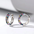 Fashion silver color Round Mini Earrings Set Half Hoop Colorful Zircon Ladies Luxury Jewelry Hoop Earrings