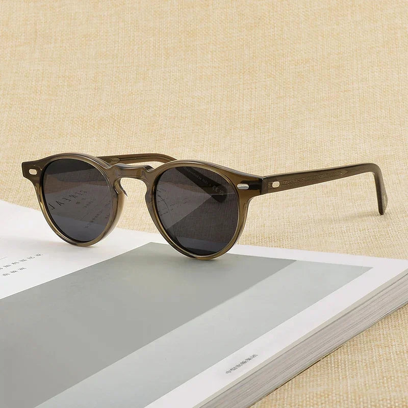 Gregory Peck Vintage Polarized Sun Glasses OV5186 Clear Frame Sunglasses Brand Designer Men Women OV 5186 Gafas Oculos with case