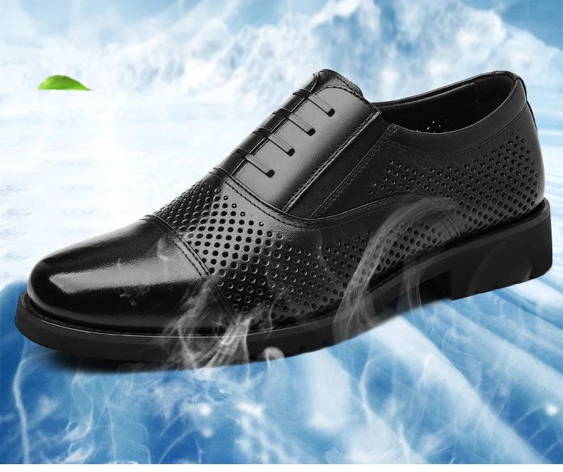 Breathable Hallow New Designer Cow Leather Shoes for Man Summer Autumn Fashion Business Casual Dress Shoes Loafers Man