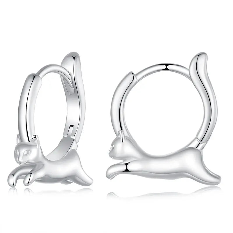 Snake Dog Cat Ear Buckles Women 925 Sterling Silver Dachshund Hoop Earrings Girl Party Birthday Gift Minimalism Jewelry