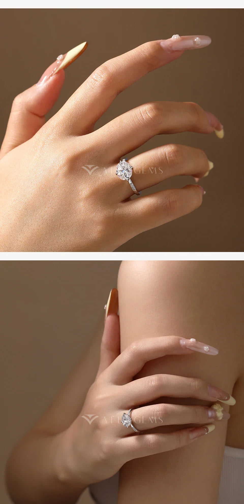 New Oval Cut 4.0CT Moissanite Rings for Women 925 Silver 18K Gold Plated Wedding Ring Exquisite Engagement Fine jewelry