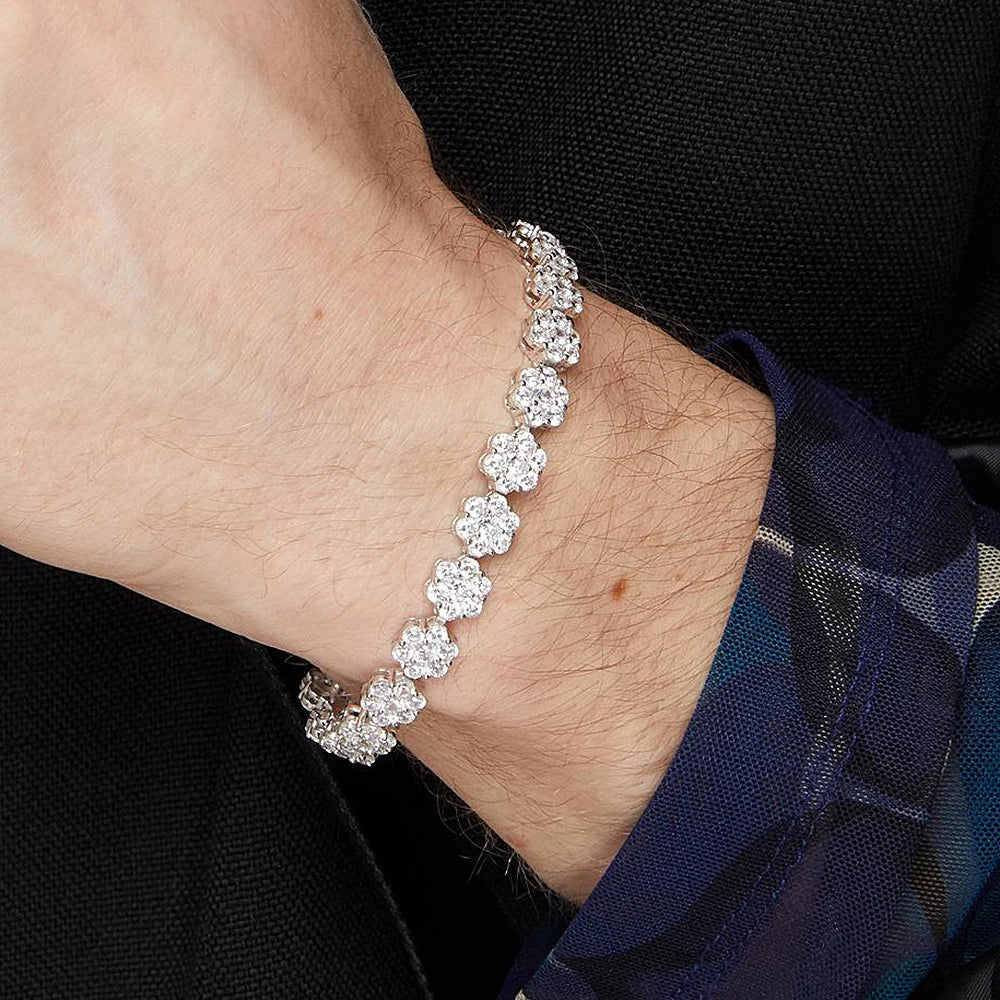 Flower Moissanite Tennis Necklaces Bracelets For Women 925 Sterling Silver Full Diamond Neck Wrist Chain With  Certificate
