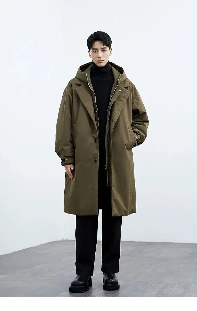 2024 Spring and Autumn New Fashion Solid Color Windproof Long Trench Coat Men's Casual Loose Large Size High Quality Coat M-5XL