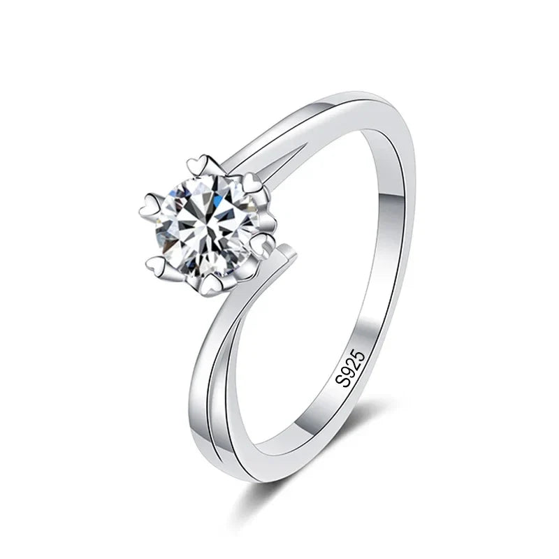 0.5ct 5mm Moissanite Ring Lab Diamond Solitaire Ring for Women Engagement Promise Bands Wedding Band Fine Jewelry