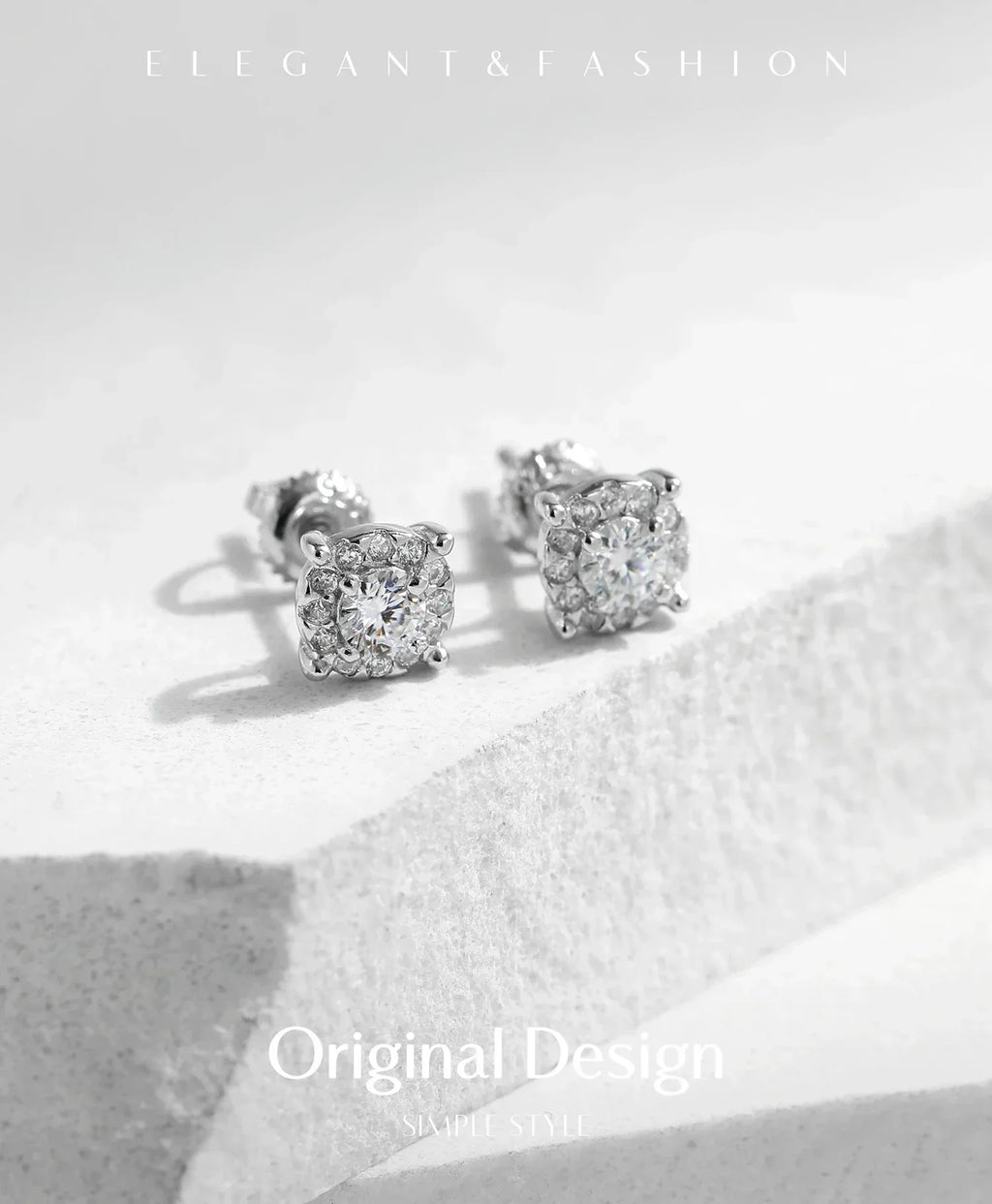 D Color Moissanite Stud Earrings Round Cut Lab Created Diamond 925 Sterling Silver Silver Bridal Jewelry For Women Gifts