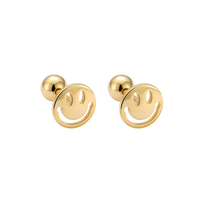 925 Sterling Silver Fashion Simple Golden Flower Beads Small Stud Earrings for Women Teen Piercing Jewelry Accessories