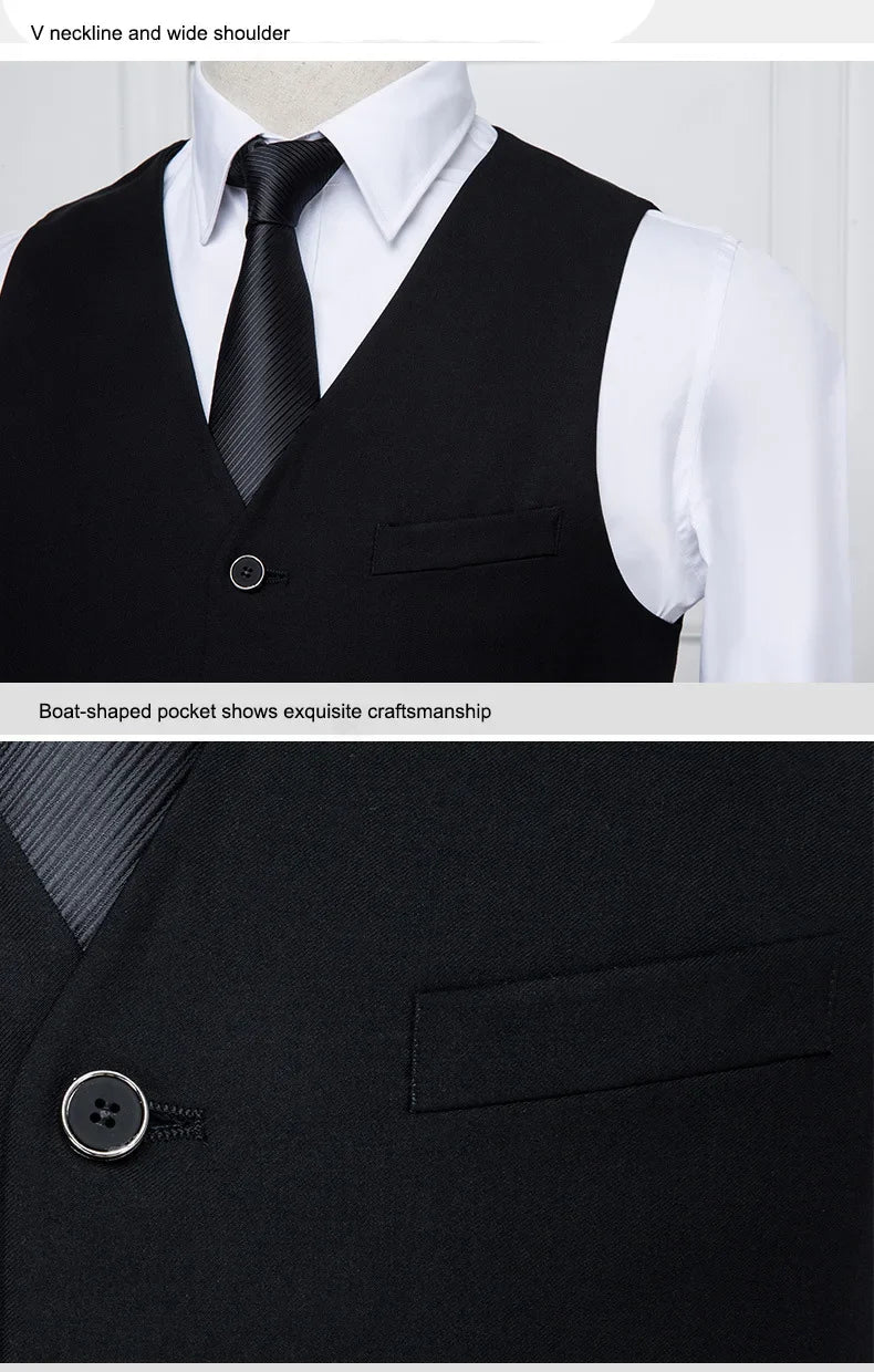 New Plus Size Black Suit Vest Men Solid Color Single Breasted Waistcoat For Host Groom Groomsmen Grey Black Navy Waist Coat 9XL