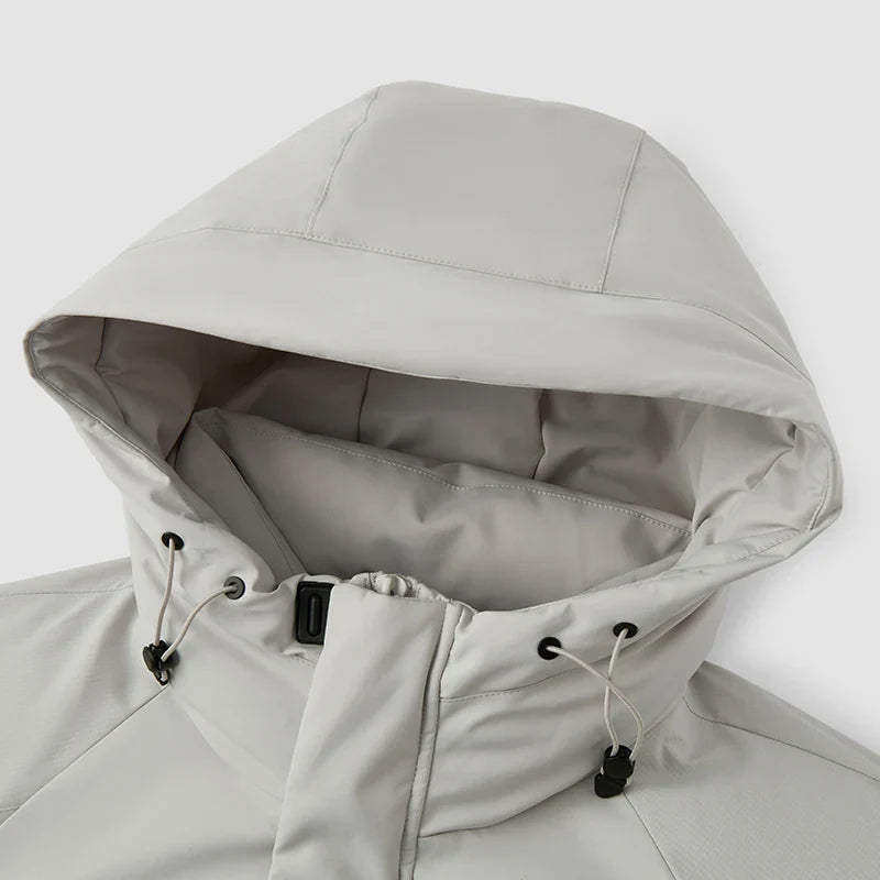 Mid-Length Down Jacket Men Color Block Hooded Sports Style Coat 2025 New Winter Trendy Look