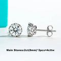 2cttw-6cttw Moissanites Diamond Earrings 925 Sterling Silver D Color VVS1 Moissanite Classic Stud Earrings For Woman