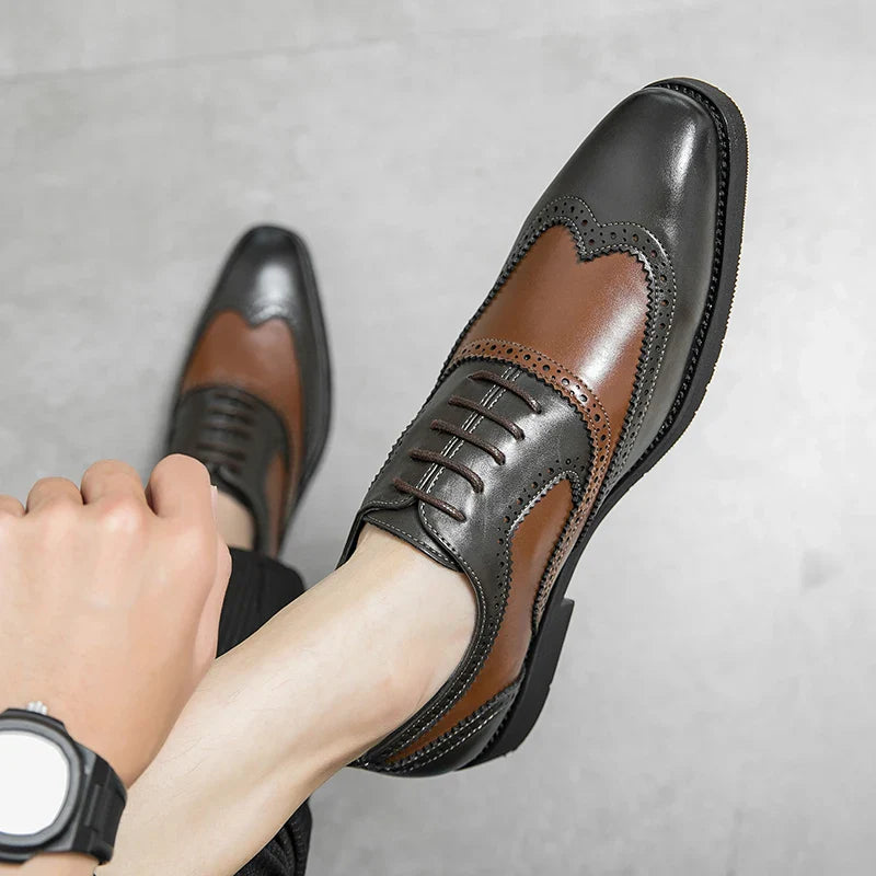 Italy High Quality Pointed Fashion Oxford Shoes Lace Up Men's Shoes Pointed Style Luxury Moccasin Casual Luxury Leather Shoes