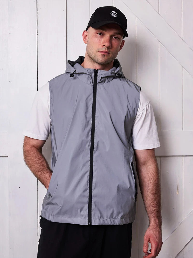 Night Reflective Vest Men's Spring Summer Thin Hooded Fashion Casual Outdoor Run Dancing Hip-hop Streetwear Glowing Clothes