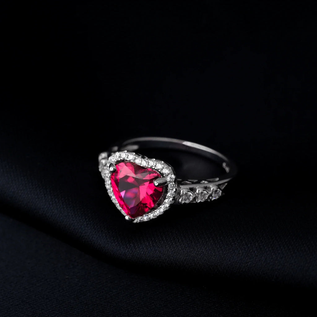 Heart Love 2.5ct Created Red Ruby 925 Sterling Silver Ring for Women Gemstone Daily Jewelry valentines day gift