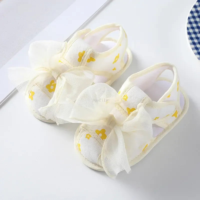 New Children Summer Clogs 0-18M Newborn Infant Baby Girl Princess Bowknot Sandal Sneakers Toddler Soft Crib Walkers Casual Shoes