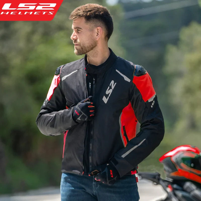Original LS2 Motorcycle Jacket LS2 ZOOM Winter Warm Waterproof Motorbike Jacket Men Women Breathable CE Anti-fall Off-Road Coat