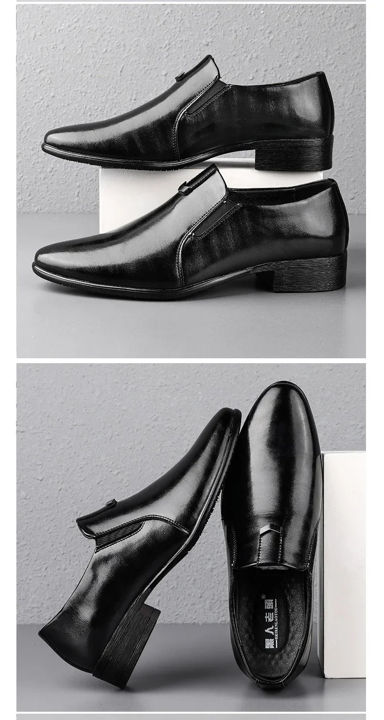 2026 Spring Autumn Business Leather Shoes for Men Black Fashion Casual Shoes Loafers Male New Designer Retro Dress Shoes Man