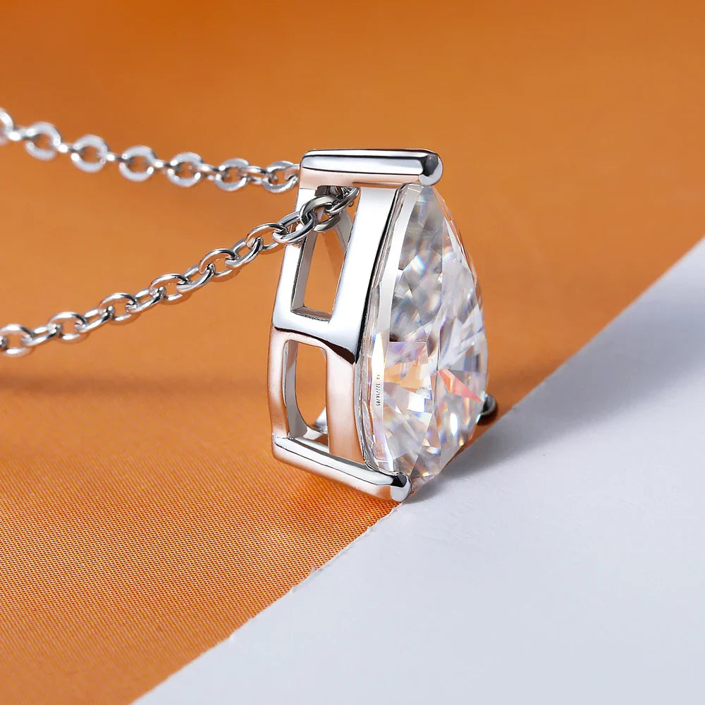 with Certificate 1/2/3/4carat Teardrop Moissanite Pendant Necklace S925 Silver Pear Cut Solitaire Diamond Neck Chain for Women