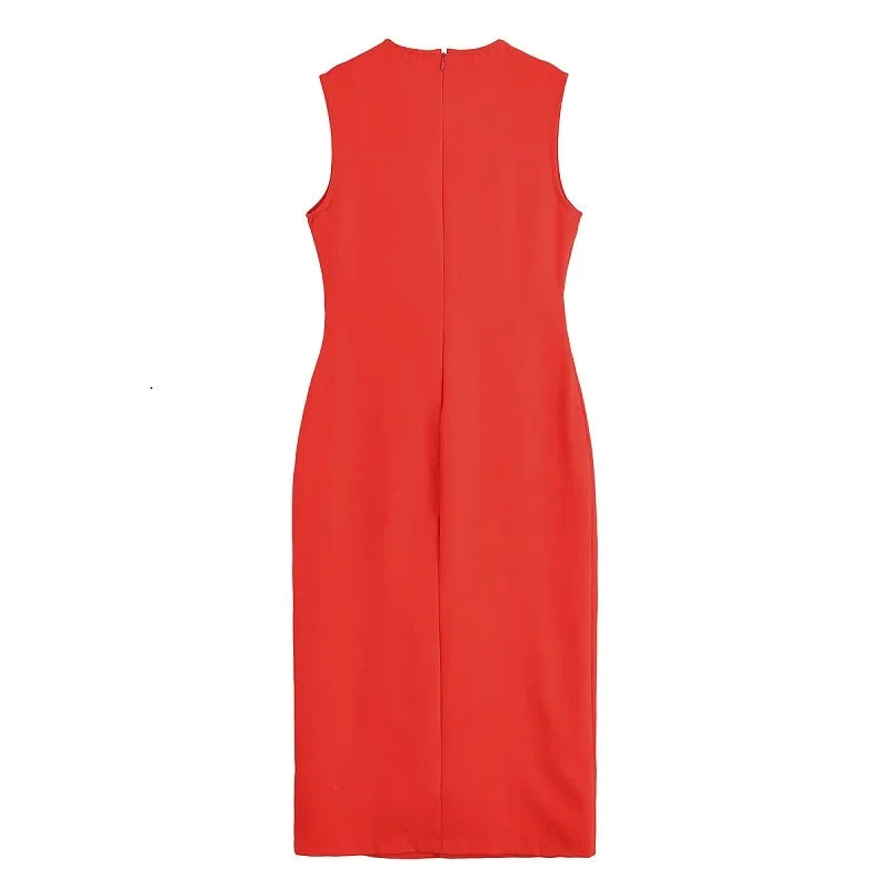 2025 Womens Dresses Black Office Long Dresses for Women Spring Sleeveless Midi Dress Woman Belt Button Women's Dress Vest