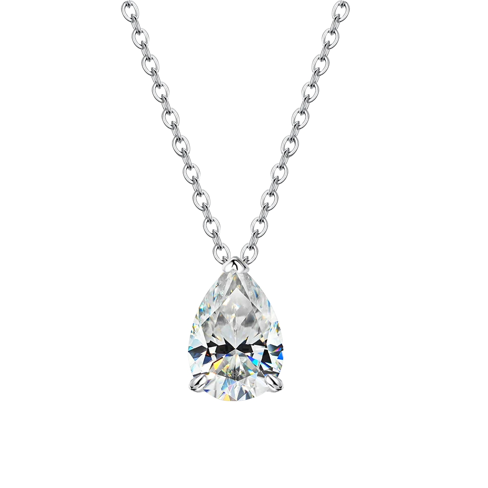 1-4CT Water Drop Moissanite Pendant Necklace Women 925 Sterling Silver Round/Sharp Claw Lab Diamond Pendant Neck Chain