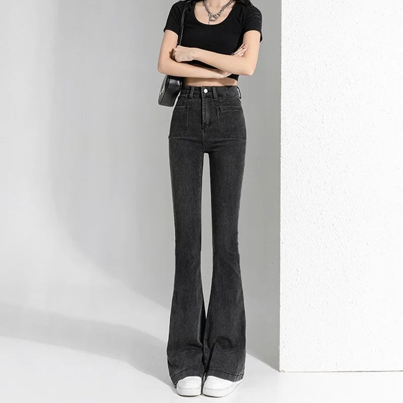 High Waist Loose Flare Jeans with Classic Vintage