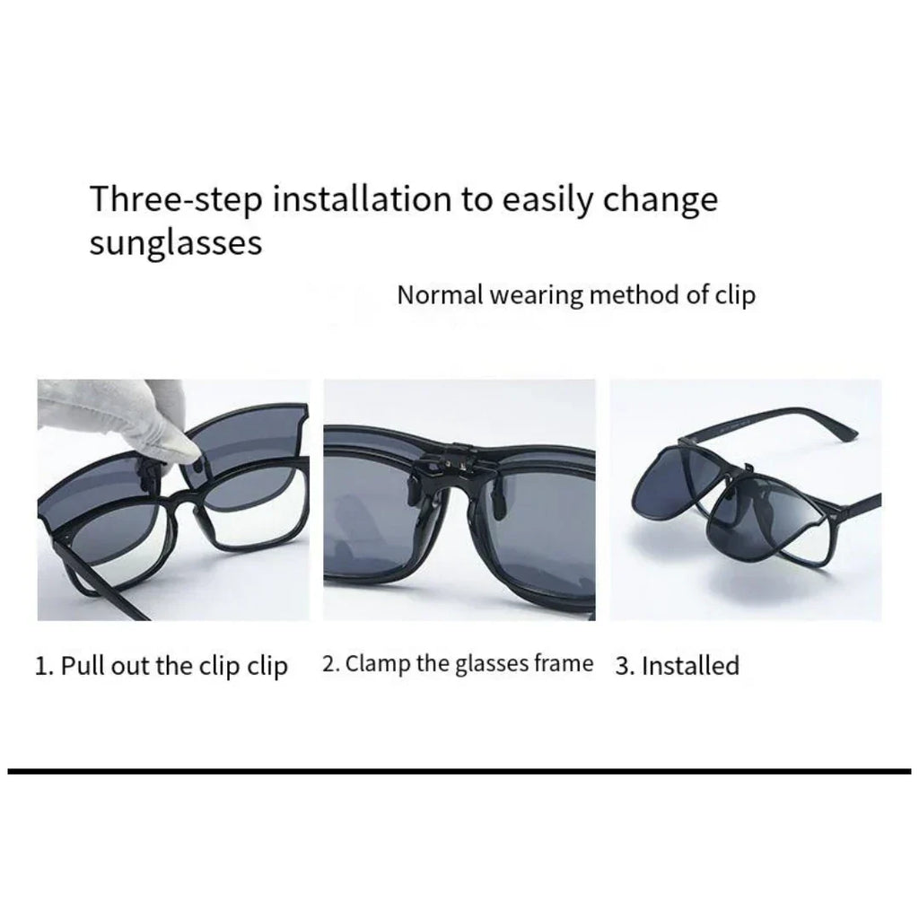 New PC Clip Sunglasses for Outdoor Fishing and Driving. Clip Sunglasses for Day and Night Use.