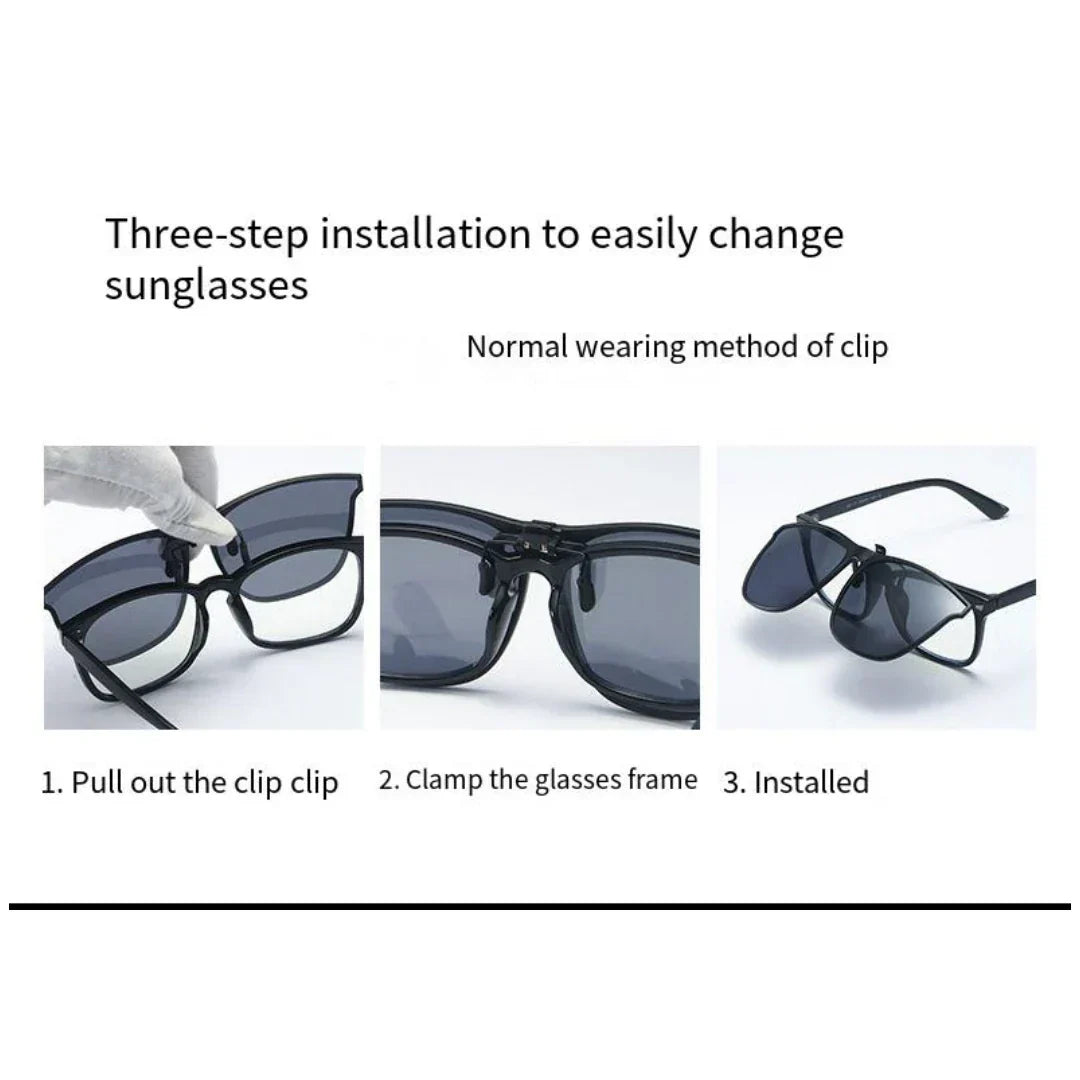 New PC Clip Sunglasses for Outdoor Fishing and Driving. Clip Sunglasses for Day and Night Use.