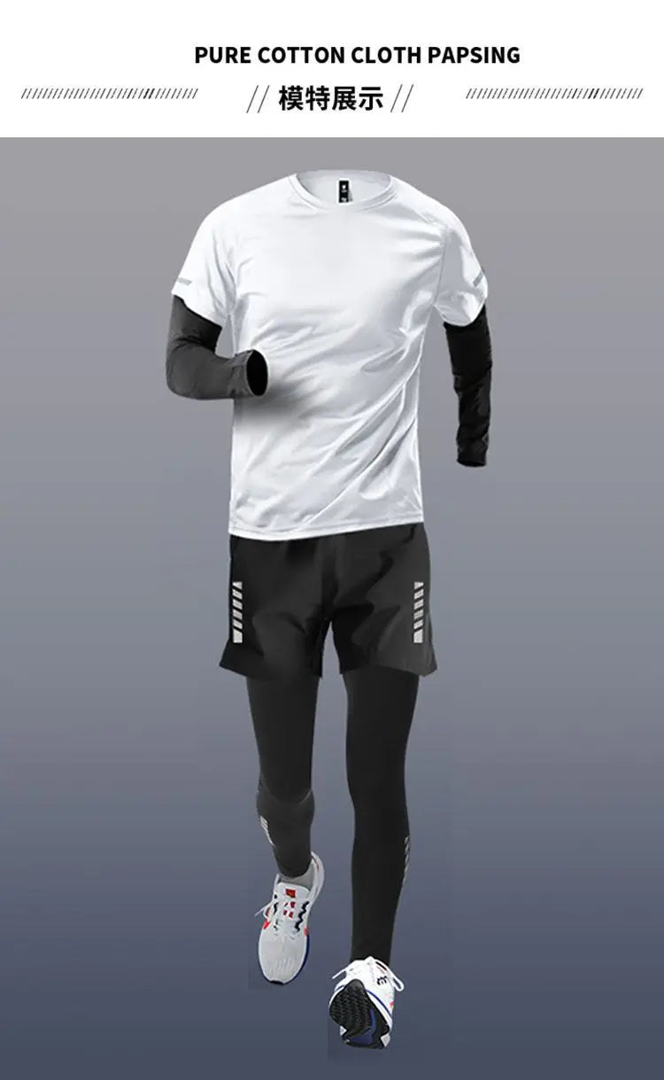 Mens Sportwear 2-4 PCS Sets Tracksuit Sport Suits Men Sports Quick Drying Running Sets Joggers Training Gym Fitness Workout