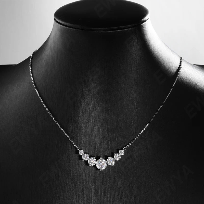 Sparkling 1.7/2.8/5cttw Full Moissanite Pendant Necklace for Women S925 Silver Plated 18K Gold Pass Diamond Test Necklaces