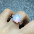 Original Design Pink Crystal Zircon Ring Candy Style Flat Ring for Women Wedding Party Fashion Jewelry Gift