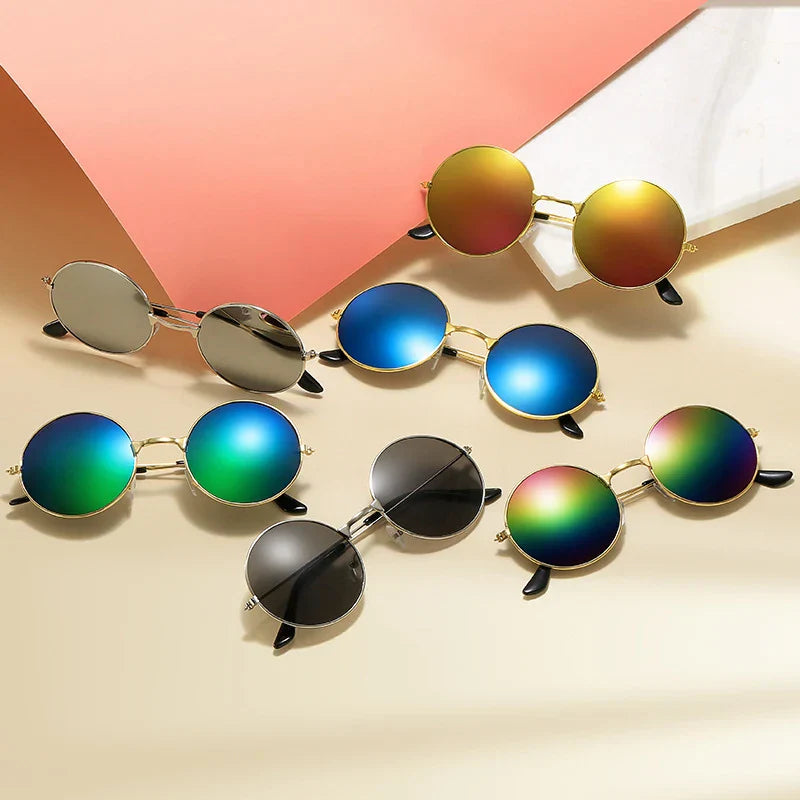 Classic Vintage Round Frame Sunglasses For Men Women Brand Design Ocean Red Yellow Metal Circle Sun Glasses Unisex Eyewear 2025