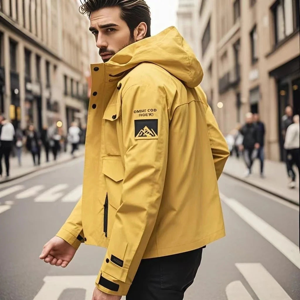 New Waterproof Jacket Men Outdoor Softshell Zip Up Hooded Jacket Windbreaker Hiking Camping Coat Lightweight Spring Autumn Coats