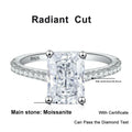1CT 2CT Emerald Radiant Cut Moissanite Ring for Women Engagement Wedding Lab Diamond Sterling Silver 925 Rings Jewelry