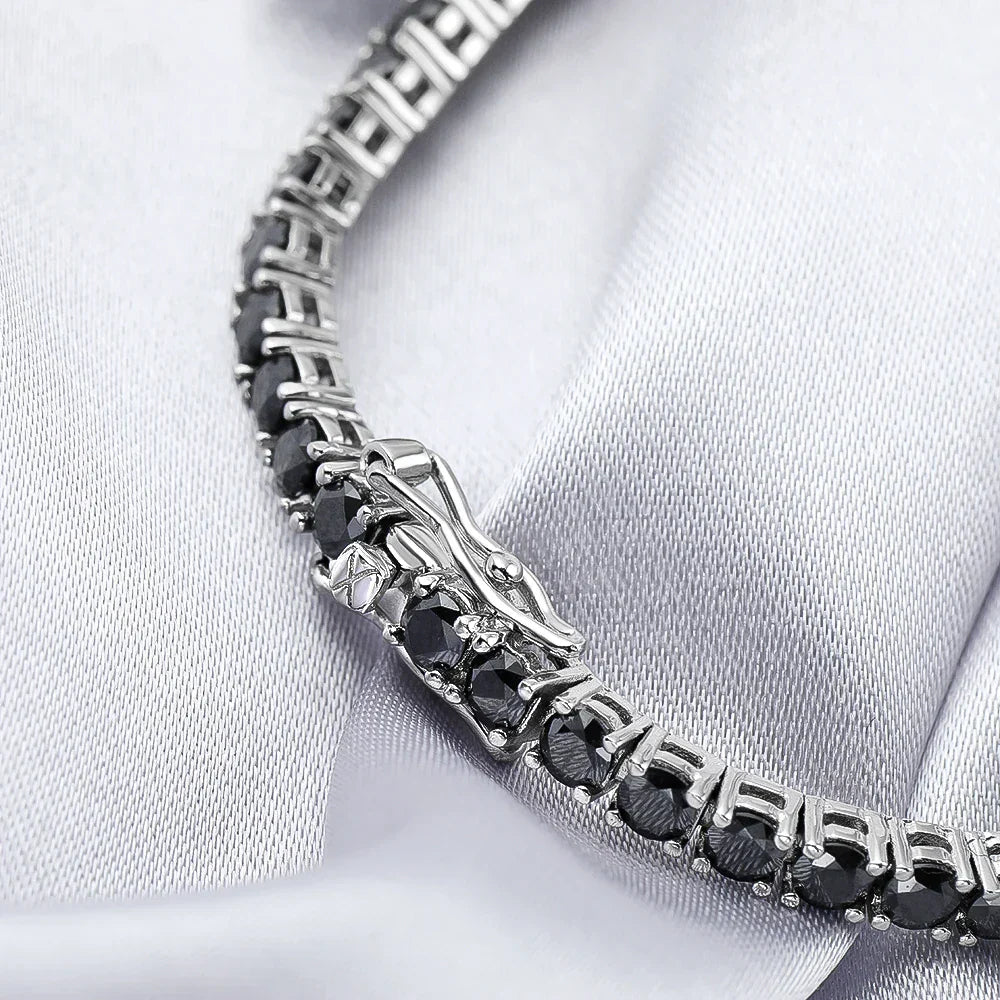 GRA Certified 3mm 0.1CT Gradient Color Black Grey White Moissanite Tennis Bracelet for Men Woman 925 Silver Link Bracelets