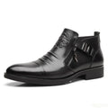 Winter Men's Elegant Boots Ankle non slip Leather Shoes British Zip Black Knight boots Pointed Punk Platform male Booties Botas